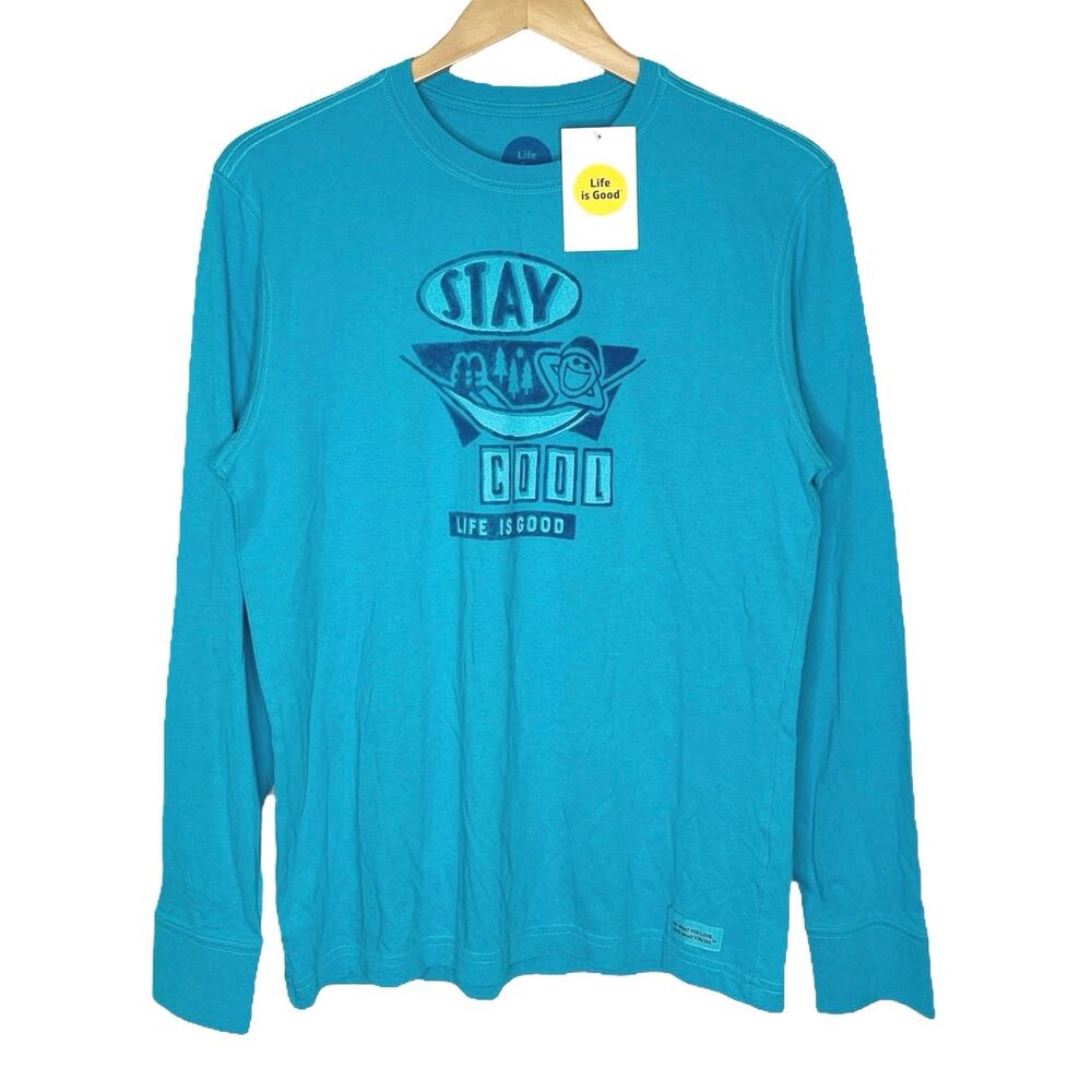Life Is Good Stay Cool Hammock Long Sleeve Shirt Turquoise NWT Small